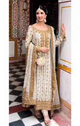 HARIS SHAKEEL TESSEL SILK IVORY GOLD