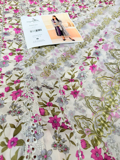 BAROQUE SILK PRINTED 3PC GRAY