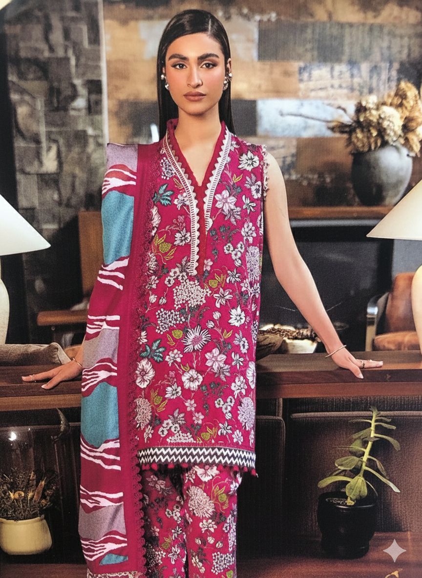 3 Pc Unstitched Printed Khaddar Suit
