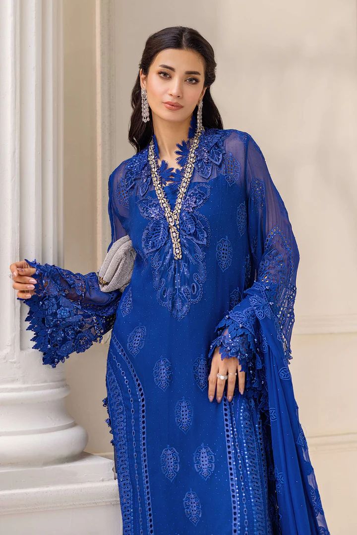 3 Piece Unstitched Embroidered Chiffon Suit