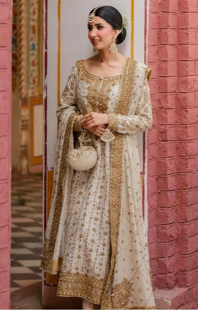 HARIS SHAKEEL TESSEL SILK IVORY GOLD