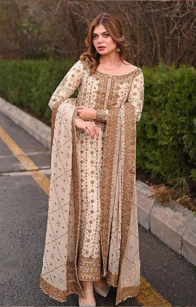 HARIS SHAKEEL TESSEL SILK IVORY GOLD